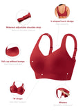 Xcutting Back Smoothing Wirefree Bras for Women Full Coverage Everyday Bras Comfortable Sports Bras for Sagging Breasts Seamless Padded (Christmas Red,2X-Large)