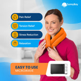 SunnyBay Microwave Heating Pad for Neck and Shoulders, Versatile Bean Bag Moist Heating Pad, Microwavable Neck Wrap and Cool Pack for Deep Pain Relief, Weighted Hot or Cold Therapy (Orange)