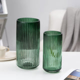 TIMEFOTO Flower Vase 7.5 inch Green Thickened Glass Vase for Bookshelf,Dinner Table,Indoor Office Desktop,Meeting Room,Bathroom,Countertop,Home Christmas Day Decoration