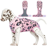 FUAMEY Recovery Suit for Dogs After Surgery,Soft Breathable Dog Bodysuit E-Collar & Cone Alternative Surgical Suit,Male Female Dog Neuter Spay Suits Anti Licking Wounds Onesie Pink Leopard XS