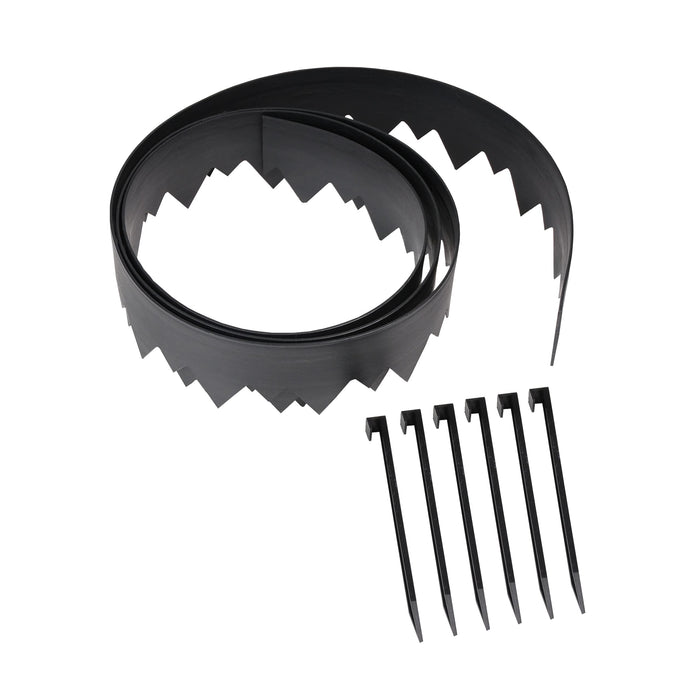 EasyFlex Pound‑In Landscape Edging with Bonus Anchoring Stakes – 20‑Foot Plastic Garden Border, 4.5 in. Straight‑Top Lawn Edging, Black