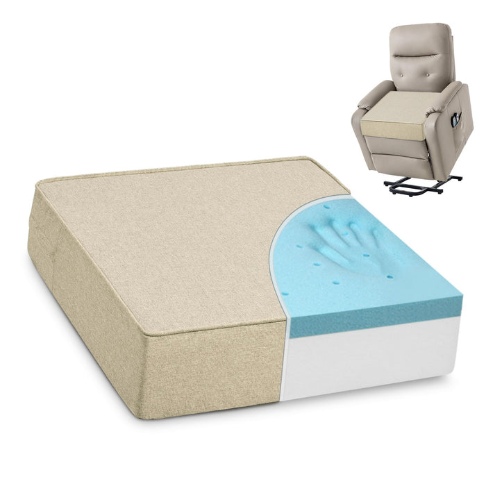 Shinnwa Gel Memory Foam Recliner Cushion for Elderly, Dual-Layer Foam Chair Pad, Extra Large Seat Cushion for Couch, Armchair, Wicker Chairs, Floor, 20 × 20 × 5in, Beige