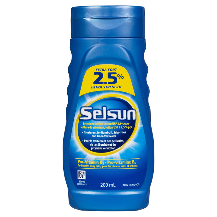 Selsun Anti-Dandruff Shampoo, 200mL, Dandruff Treatment with 2.5% Extra Strength Selenium Sulfide and Pro-Vitamin B5