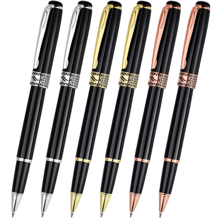 Tenare Weighted Pens Heavy Grip Pens Writing Black Ink Weighted Rollerball Pens for Hand Tremors, Low Dexterity, Weak Grip Strength, Parkinson's Patients, Elderly Adults, 3 Colors(6 Pieces)