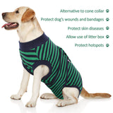 FUAMEY Recovery Suit for Dogs After Surgery,Soft Breathable Dog Bodysuit E-Collar & Cone Alternative Surgical Suit,Male Female Dog Neuter Spay Suits Anti Licking Wounds Onesie Green Black Stripes XL