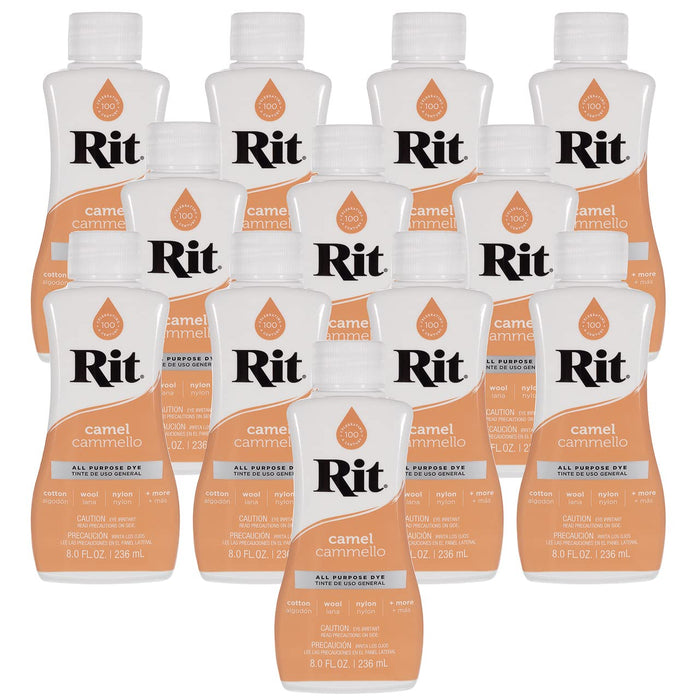 Rit Dye – 8 Oz. Liquid Fabric Dye for Clothing, Décor, and Crafts – Camel (12 Pack)