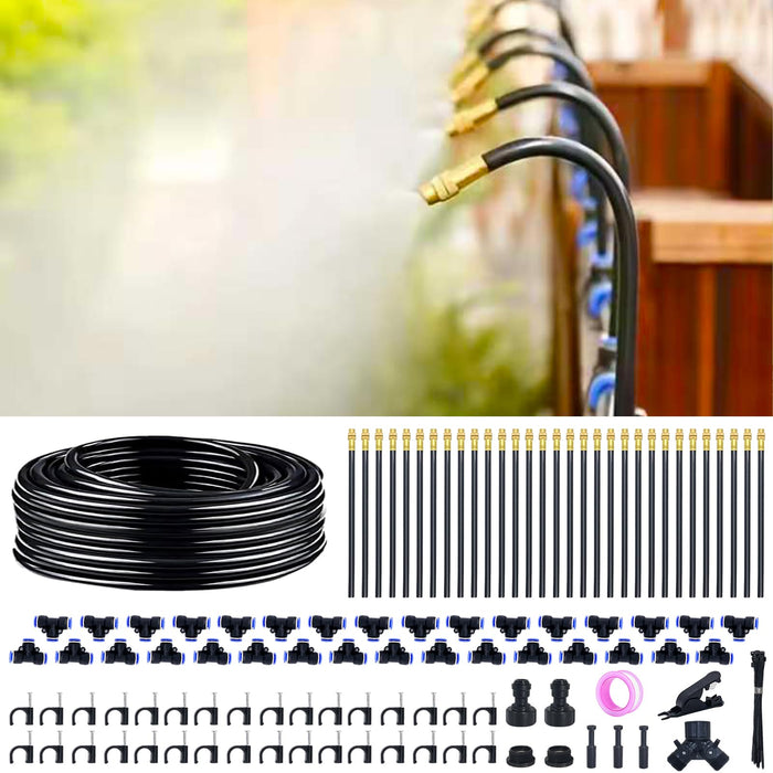 Thiswing 360° Adjustable Drip Irrigation System - 100 FT Garden Watering System with 32 Nozzles, Raised Bed Sprinkler Irrigation System, Garden Mister for Yard, Lawn, Plants, 5/16" Tubing