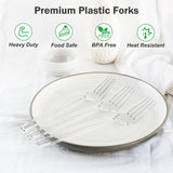 Dealusy 360 Count Extra Heavy Duty Clear Plastic Forks Disposable, BPA-Free, Heat Resistant, Solid and Durable Disposable Forks Bulk, Premium Plastic Forks heavy duty for Party Supply