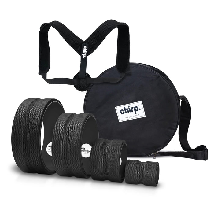 Chirp Ultimate Back + Neck Bundle, 4-Pack Wheel Roller Set with Carrying Case & Posture Corrector, Includes Focus, Deep Tissue, Firm, & Gentle Wheels, Supports Up to 500 lbs.