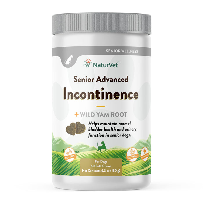 NaturVet Senior Advanced Incontinence Dog Supplement – Helps Support Dog’s Bladder Control, Normal Urination – Includes Synergistic Blend of Botanicals – 60 Ct. Soft Chews