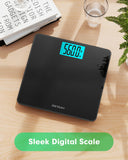 ZOETOUCH Scale for Body Weight 560lbs Digital High Capacity Bathroom Weighing Bath Scale for Heavy People Weigh Scale with Wide Platform Large LCD Display Batteries Included Black