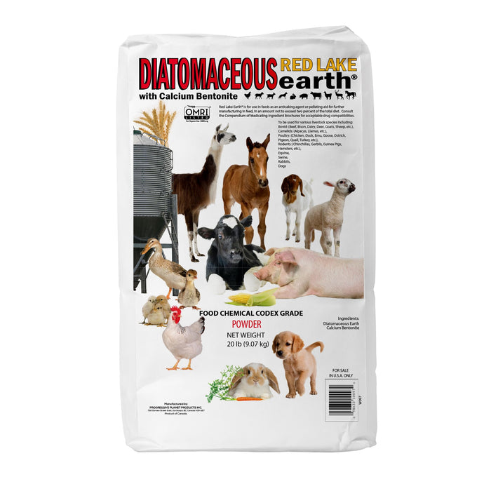 Progressive Planet Red Lake Earth Animal Feed Additive, 20Lbs - Natural Diatomaceous with Calcium Bentonite for Poultry & Livestock - Prevents Caking, Improves Feed Flow & Maintains Fresh Feed