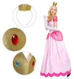 Princess Peach Costume Women Halloween Cosplay Adult Pink Dress Outfit XL