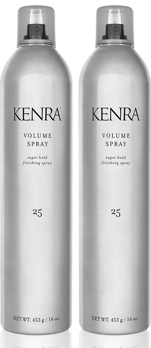 Kenra Volume Spray 25 50% | Super Hold Finishing & Styling Hairspray | Flake-free & Fast-drying | Wind & Humidity Resistance | All Hair Types | 16 oz (2-Pack)