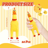 Zddaoole 20 Pcs Rubber Chicken,Screaming Chicken,Squeeze Chicken,Yellow Rubber Squaking Dog Toys,Prank Novelty Noise Toy