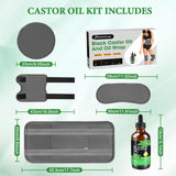 Ajwnv Caster Oil Pack Wrap, Castor Oil Pack Wrap and Cotton Flannel Reusable Cloth for Knee, Stomach, Neck and Chest Adjustable Elastic Strap Machine Washable Include Glass Bottle Castor Oil 4.05OZ