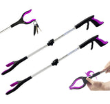 2 PACK 32 inch FDA Registered GrabRunner Heavy Duty(up to 10 lbs) Reacher Grabber Tool with Strong Magnetic (New Purple)