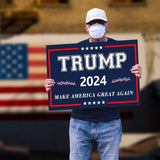 Trump Yard Signs 2024, 24x18In Trump Yard Signs Make America Great Again Foldable Double-Side Campaign Sign With H-Stakes Placard Voted Trump Triggering Outdoor Garden Lawn Parade Handheld Rally Decor