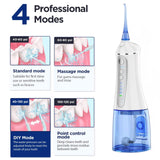 Water Dental Flosser Cordless for Teeth Cleaner,4 Modes 5 Jet Tips Dental Oral Irrigator,Rechargeable IPX7 Waterproof,Portable Teeth Cleaning Pick for Home Trave(White)