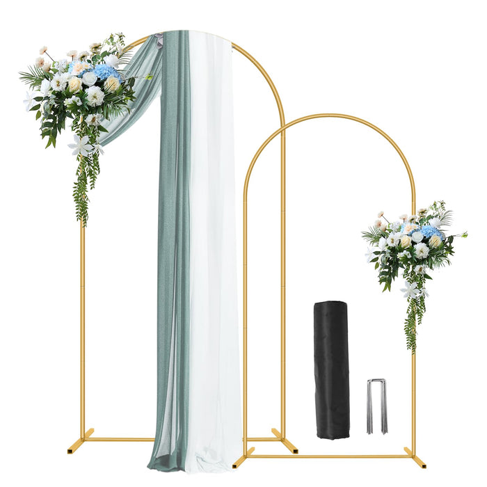 2 Pack Metal Arch Backdrop Stand 7.2FT, 6FT Wedding Balloon Floral Frame