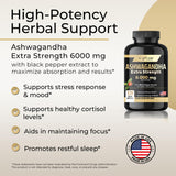 gflow vitamins Ashwagandha Supplements - ashwagandha Powder Capsules Extra Strength 6000mg with Black Pepper | Mood Support, Focus, Energy Support | Vegan Friendly, Non-GMO, USA Made