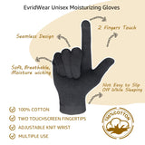 Evridwear Men Moisturizing Cotton Gloves with Touchscreen Fingertips for Eczema Beauty Cosmetic Dry Hands Sensitive Irritated Skin Therapy Overnight Bedtime, 6 Pairs, Lightweight-Black, S/M