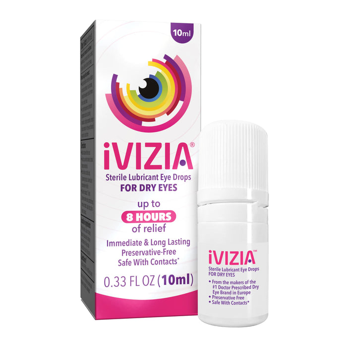iVIZIA Sterile Lubricant Eye Drops for Dry Eyes, Preservative-Free, Moisturizing, Dry Eye Relief, Contact Lens Friendly, 0.33 fl oz Bottle