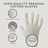 Gaxcoo Cottonnerie Medium 7 Pairs 100% Premium Cotton Moisturizing Gloves for Dry Hands & Eczema | Overnight Lotion & Spa Treatment for Women & Men | Reusable, Free Washing Bag - Packaging May Vary