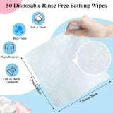 VitalCozy 150 Pcs Rinse Free Bathing Wipes Bulk Sponges Bath Wipes All in 1 Shower Wipes Rinse Free Bath Sponges Wash Cloths for Campers, Hikers, Adults, Elderly