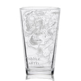 MAP OF MIDDLE EARTH Engraved 16oz Pint Glass | Inspired by Tolkien, Hobbits, & Middle Earth | Great Christmas Gift Idea | Unique Elvish Hobbit Wizard Fantasy Decor!