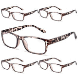 Gaoye 5-Pack Reading Glasses Blue Light Blocking,Spring Hinge Readers for Women Men Anti Glare Filter Lightweight Eyeglasses (5-pack Leopard, 1.5)