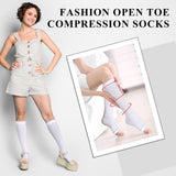 Sintege 4 Pairs Open Toe Anti Embolism Compression Stockings 15-20mmHg TED Hose Compression Socks 18mmHg Toeless Knee Compression Socks for Women Men Swelling (L/xl)