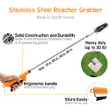 FTH All Stainless Steel Grabber Reacher Pickup Tool Heavy Duty Trash Picker Log BBQ Fireplace pits Snake Tongs Plogging tool