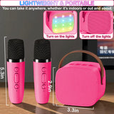 Mini Karaoke Speaker with 2 Wireless Microphones & LED Lights - Ideal Christmas and Birthday Gifts for Children and Adults