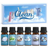 SALUBRITO Clean Fragrance Oils Set, Premium Essential Oils Set for Diffuser, Candle, Soap Making, Fresh Cotton, Clean Home, Fresh Linen, Soft Powder, Blossom Soap, Mint, Strong Scented Oils