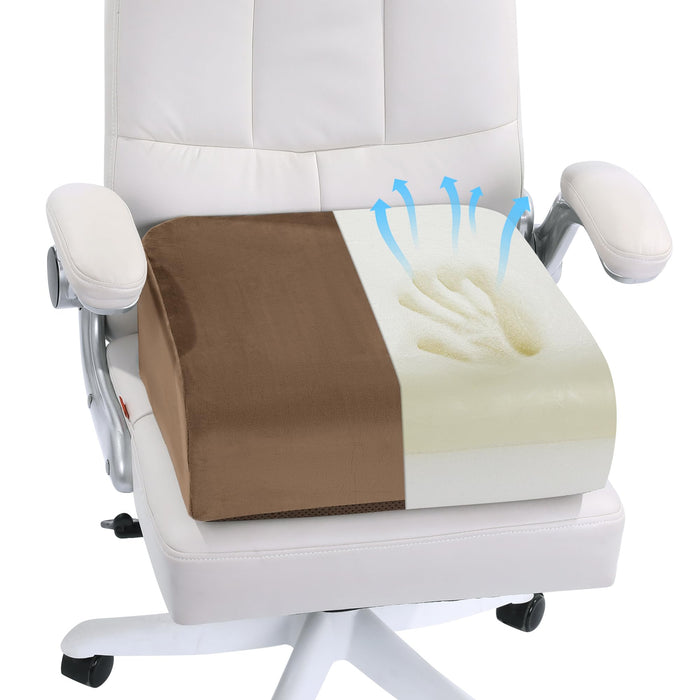 HOMBYS Extra Thick Seat Cushions for Office Chair & Elderly Wheelchair,Adult Booster for Car,Memory Foam Car Cushion for Height,Desk Chair Seat Cushion (Brown)