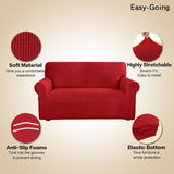 Easy-Going Stretch Sofa Slipcover 1-Piece Sofa Cover Furniture Protector Couch Soft with Elastic Bottom for Kids, Polyester Spandex Jacquard Fabric Small Checks (Sofa, Christmas Red)