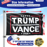 Trump Vance 2024 Flags Made in USA Double-Side 3-Ply Flag 3×5 Ft Donald Trump J.D. Vance 2024 President Flag With 2 Brass Grommets UV protection Vivid Color Fade Resistant for Indoor Outdoor