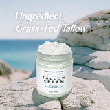 Traditional Nutrients Whipped Tallow Skin Cream GRASS FED + Plain, No Additives, Tallow Face Cream, Tallow Lotion, Glass Jar, Tallow Balm, Beef Tallow Moisturizer (8 oz.)