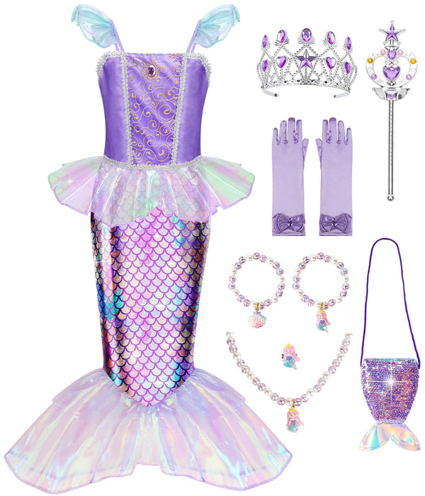 Meland Mermaid Dress for Girls, Princess Dress Up Costume Gift (3-4 Years)