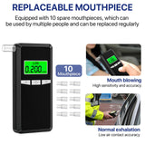 Breathalyzer,Upgrade Professional-Grade Accuracy Alcohol Tester with Digital Blue LCD Display for Home or Party Use with 10 Mouthpieces