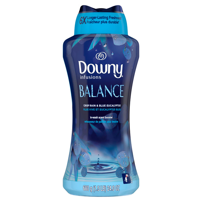 Downy Infusions In-Wash Laundry Scent Booster Beads, BALANCE, Crisp Rain and Blue Eucalyptus, 24 oz