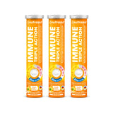 nutrazul Immune Triple Action Effervescent Tablet-1000 mg Vitamin C, Vitamin D, Zinc I Orange 20's (Pack of 3) I Gluten Free, Sugar Free, Lactose Free & Preservative Free I Maintains Immune Function