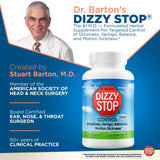 DIZZY STOP - Vertigo Relief Product, Inner Ear Balance, Motion Sickness, Car Sickness, Seasickness, MD Formulated Natural Herbal Supplement, Non Drowsy (80 Capsules)