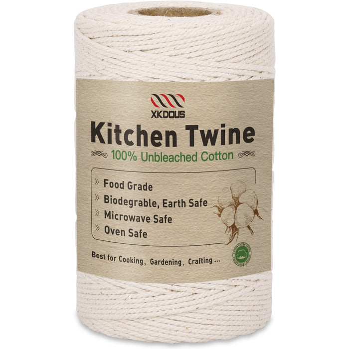 XKDOUS 476ft Butchers Cooking Twine, 100% Cotton Kitchen Twine String, 2mm Cotton Twine for Roasting, Trussing Poultry, Baking & Crafting