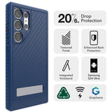 ZAGG Everest Samsung Galaxy S24 Ultra Case with Kickstand - Triple Layer Graphene-Infused Drop Protection up to 20ft, Eco-Friendly Design, Textured Grip, Navy Blue