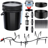 Automatic Drip Irrigation System Kits with 5 Gal Reservoir, Timer, Water Pump,12 Drip Emitters, 65.6FT/20M Drip Tubes Smart Automatic Garden Watering System for Indoor Plants/Lawn/Greenhouse