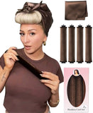 Heatless Hair Curler Overnight Curls Blowout Rods Headband No Heat Curlers to Sleep in Large Rods Hair Rollers Blowout Look for Short Hair Styling Tools Silk Hair Wrap Curling Set Brown