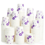 [300 Pack] 3oz Disposable Bathroom Cups, Paper Cups, Mouthwash Cups, Cold Disposable Drinking Cup for Party, Picnic, BBQ, Travel, and Event, Purple Floral