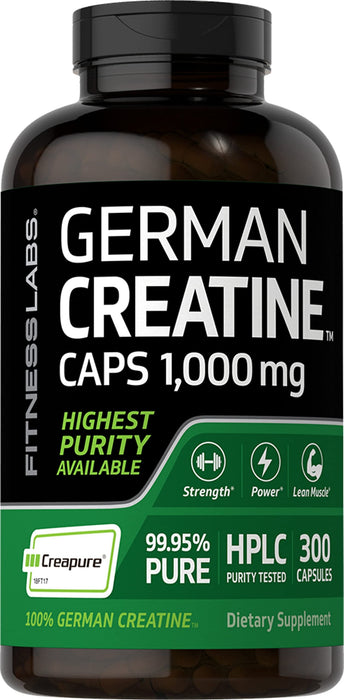 Fitness Labs German Creatine Capsules 1000mg | 300 Count | Monohydrate Fitness Supplement